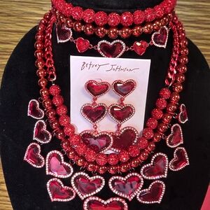 Betsey Johnson Red Heart Love Spell 3 Piece Statement Set: Brand New!